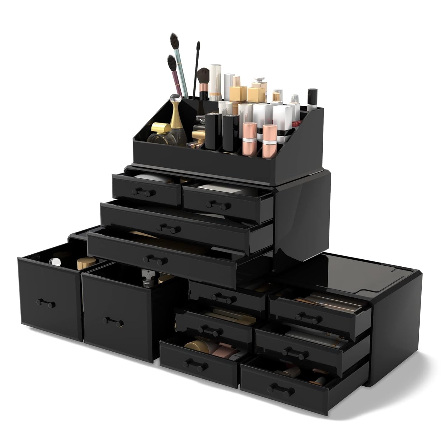 Readaeer Makeup Cosmetic Organizer Storage Drawers Display Boxes Case with 12 Drawers (White)