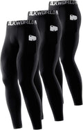 SILKWORLD Men'S 1~3 Pack Compression Pants Pockets Cool Dry Gym Leggings Baselayer Running Tights