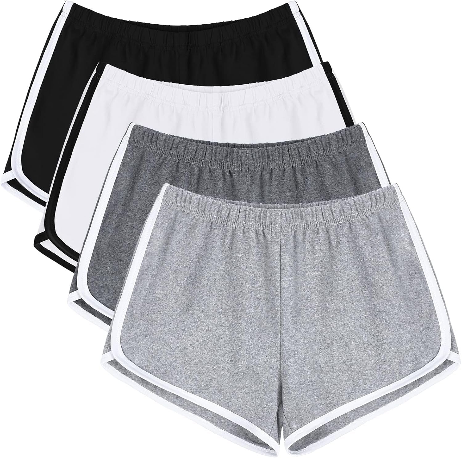 URATOT 4 Pack Yoga Short Pants Cotton Sports Shorts Gym Dance Lounge Shorts Dolphin Running Athletic Shorts for Women