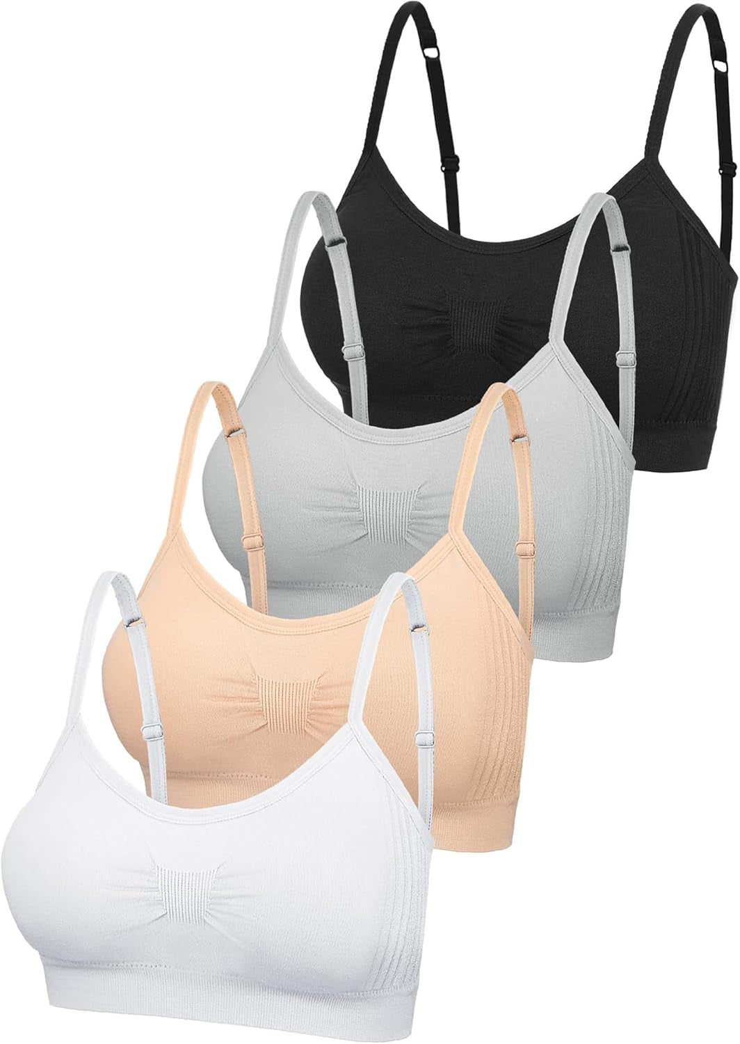 SATINIOR 4/12 Pieces Bralette Neck Cami Bra Wireless Tank Top Sports Bra for Women