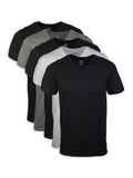 Men'S V-Neck T-Shirts, Multipack, Style G1103, Navy/Charcoal/Cardinal Red (5-Pack), Large