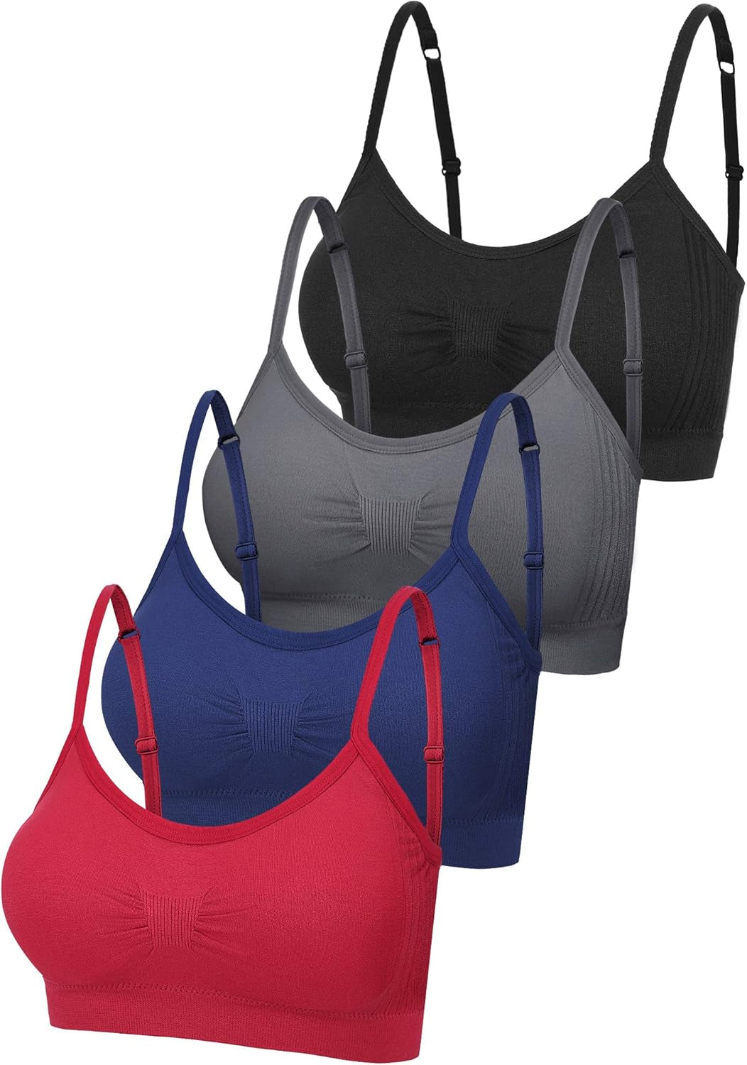 SATINIOR 4/12 Pieces Bralette Neck Cami Bra Wireless Tank Top Sports Bra for Women