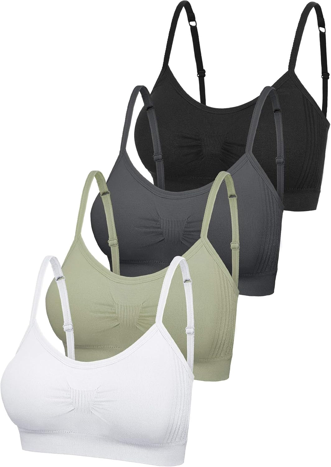 SATINIOR 4/12 Pieces Bralette Neck Cami Bra Wireless Tank Top Sports Bra for Women