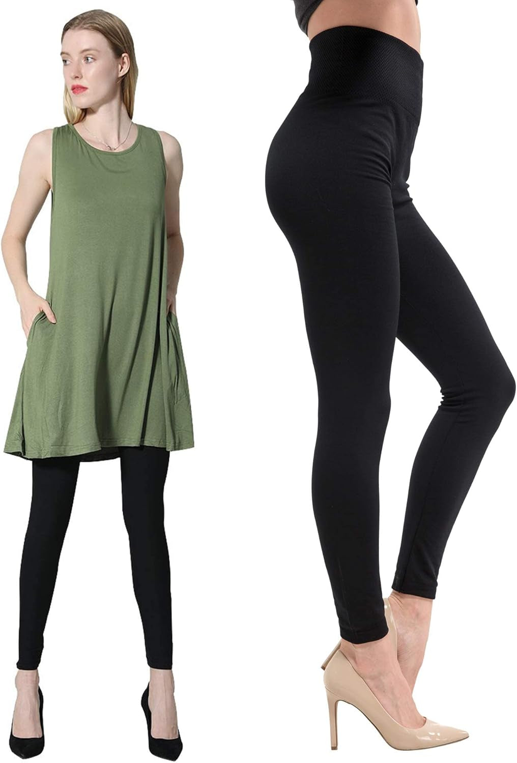 Diravo 7 Pack Fleece Lined Leggings Womens Fashion High Waist Tummy Control Leggings for Women Winter Warm