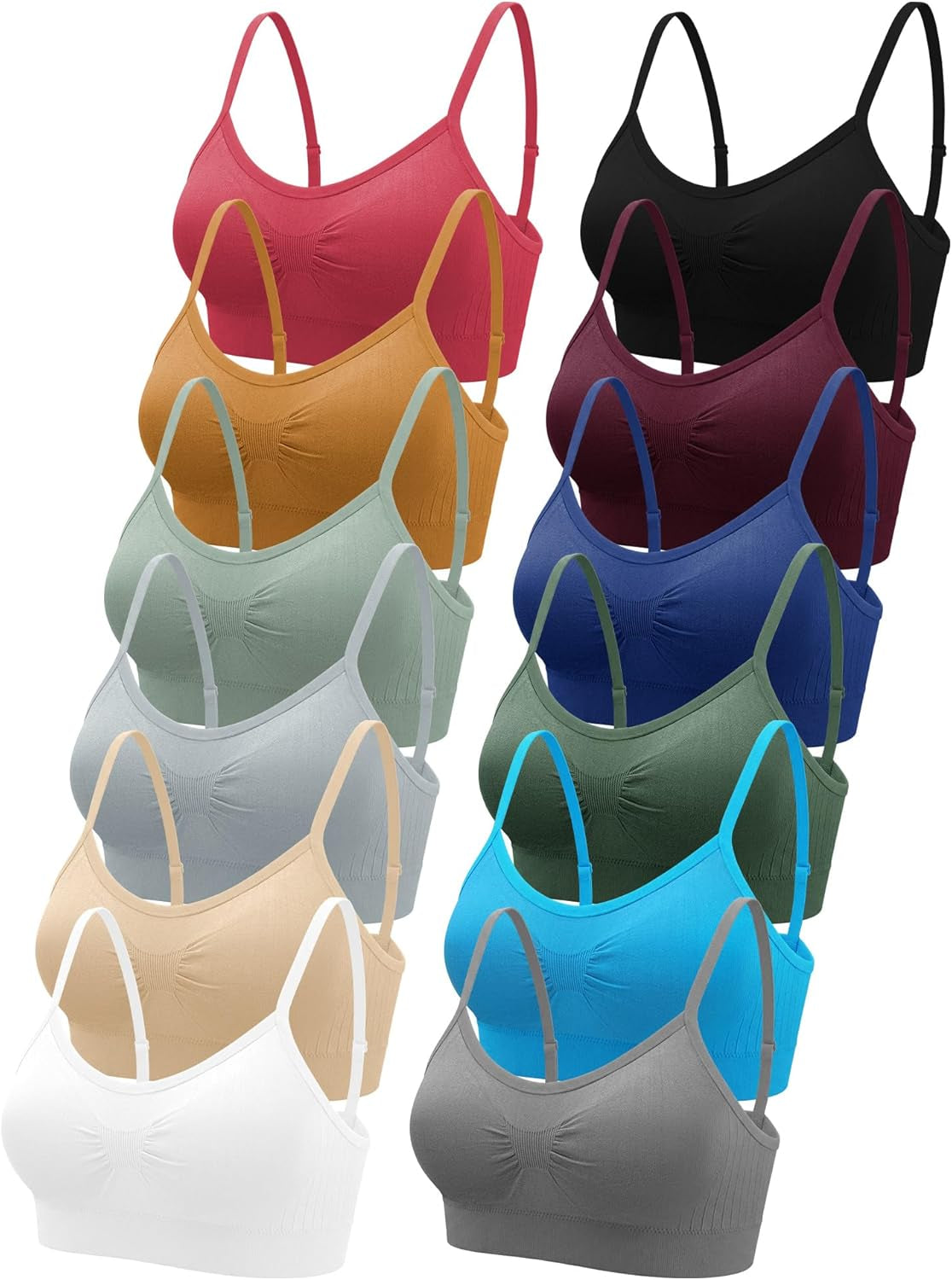 SATINIOR 4/12 Pieces Bralette Neck Cami Bra Wireless Tank Top Sports Bra for Women