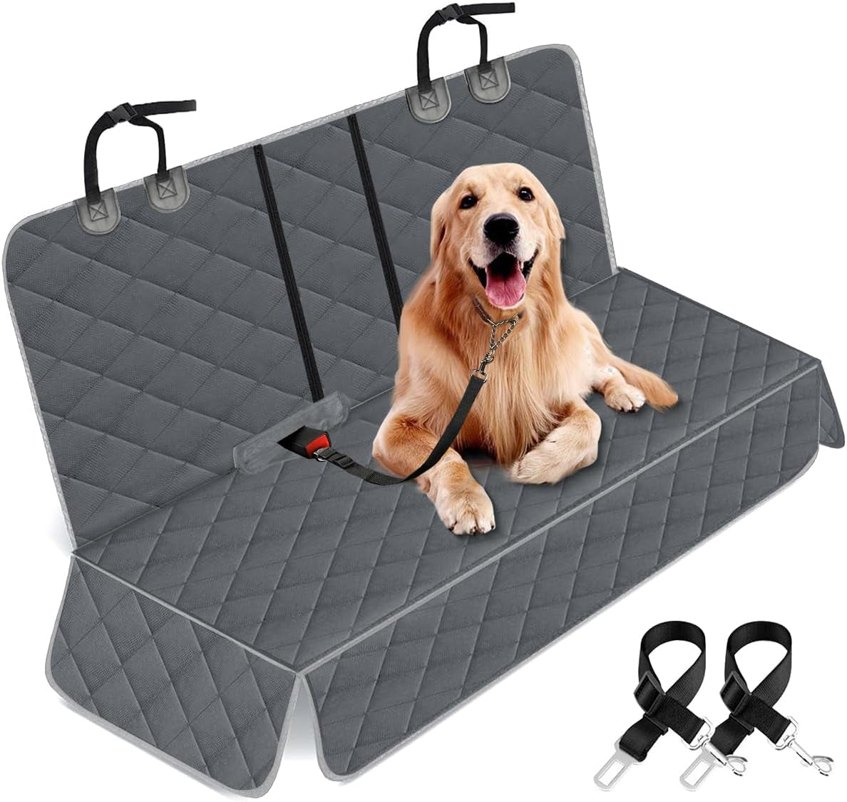 Yuntec Dog Car Seat Cover, Back Seat Cover for Dogs Pet Car Seat Protector Waterproof Bench Car Seat Cover, Non-Slip Reat Seat Cover Fits Middle Armrest for Most Cars Trucks Suvs - Black
