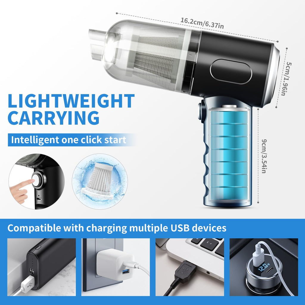 Vcwtty 3 in 1 Keyboard Vacuum Cleaner, 12000PA High Power Handheld Car Vacuum, Cordless Portable Mini Table Vacuum Cleaner, Compressed Air Duster Keyboard Cleaner for Car,Desktop, Pet Hair Cleaning