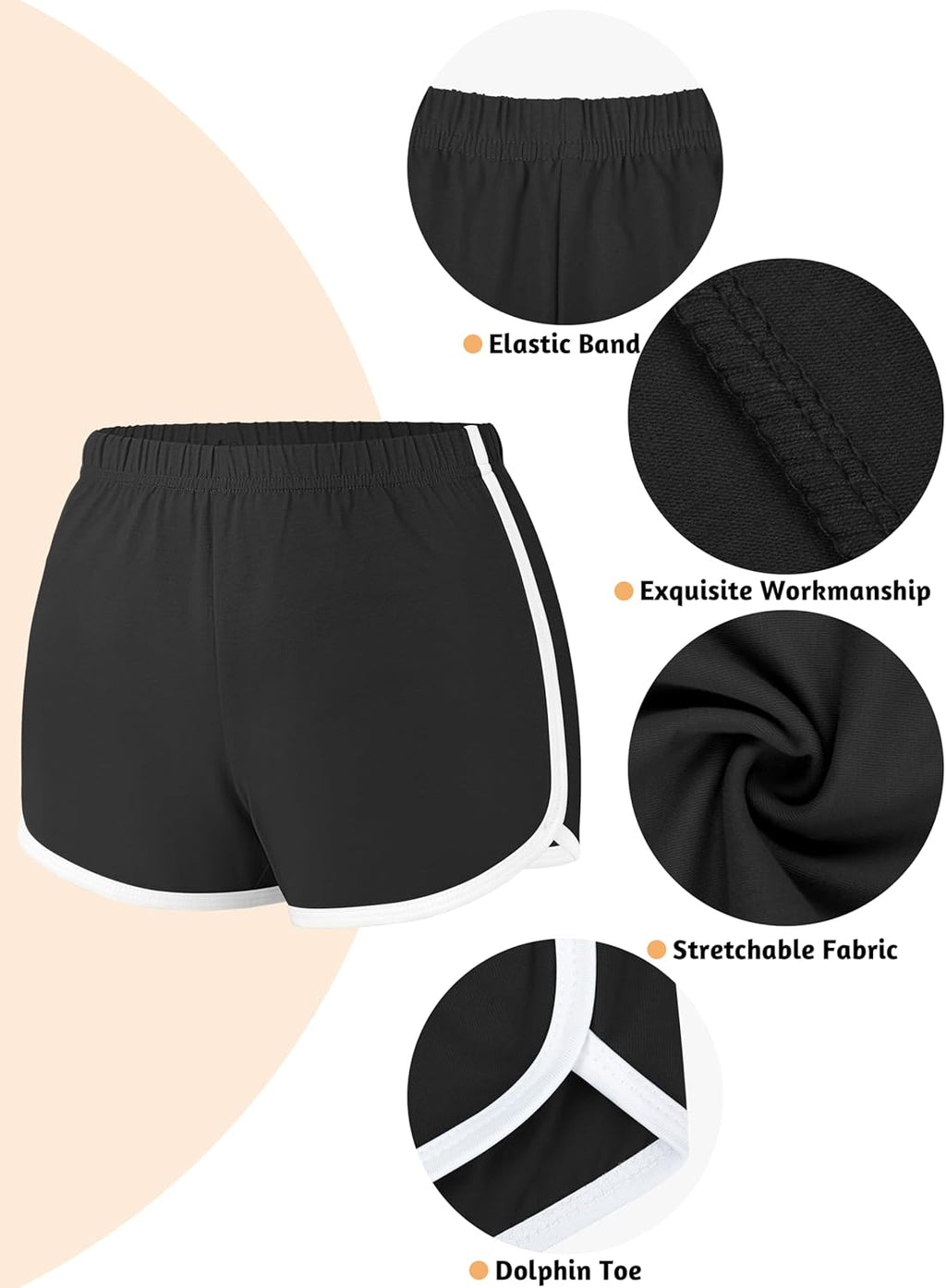 URATOT 4 Pack Yoga Short Pants Cotton Sports Shorts Gym Dance Lounge Shorts Dolphin Running Athletic Shorts for Women