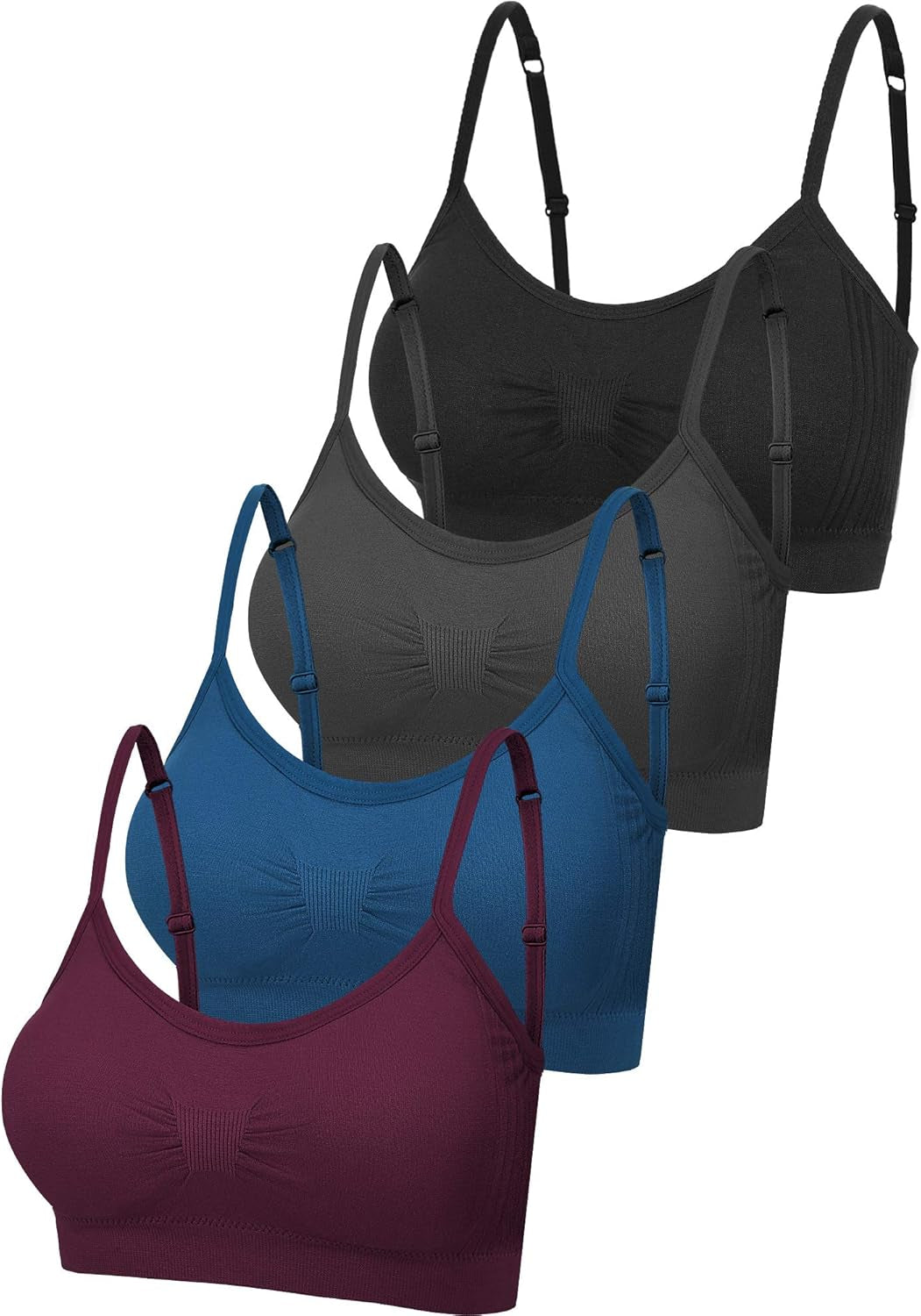 SATINIOR 4/12 Pieces Bralette Neck Cami Bra Wireless Tank Top Sports Bra for Women