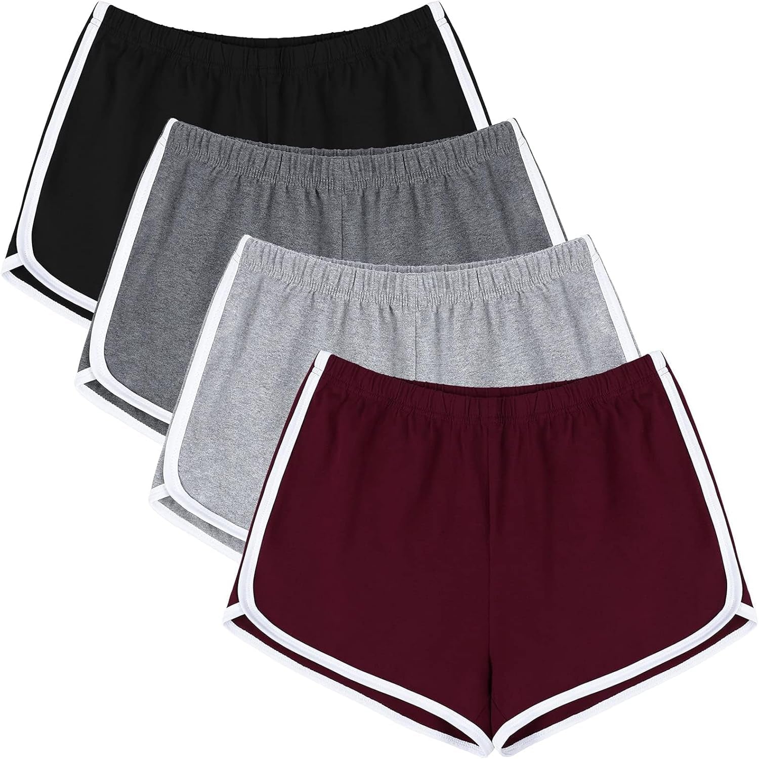 URATOT 4 Pack Yoga Short Pants Cotton Sports Shorts Gym Dance Lounge Shorts Dolphin Running Athletic Shorts for Women