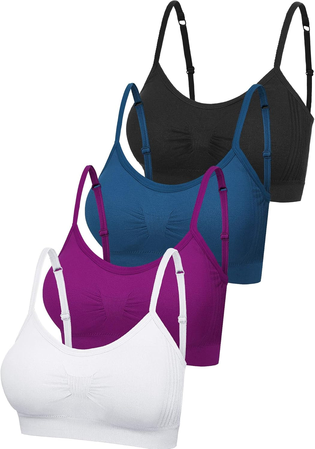 SATINIOR 4/12 Pieces Bralette Neck Cami Bra Wireless Tank Top Sports Bra for Women