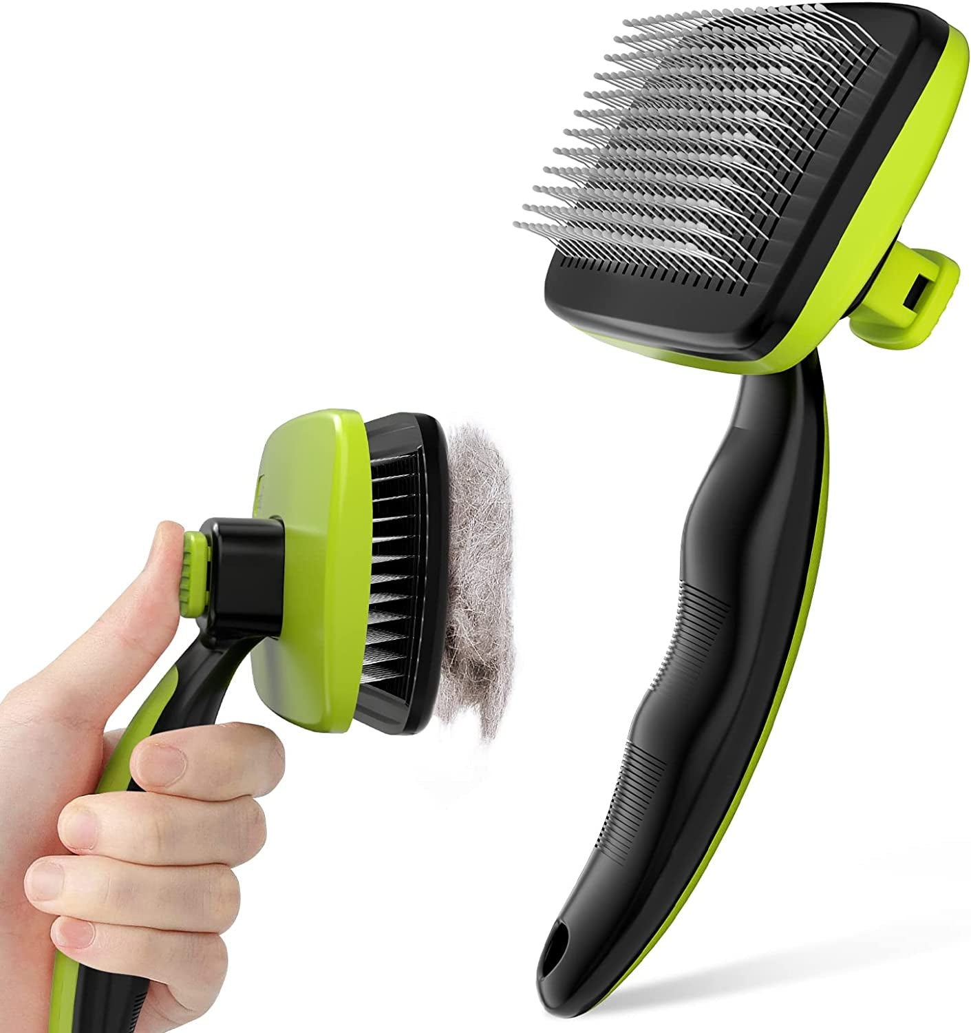Pecute Self-Cleaning Slicker Brush for Dogs, Cats, Lightweight Dog Brush for Shedding Massaging Grooming, Cat Brush Gently Removes Loose Fur Undercoat for Dogs Cats Rabbits of All Hair Types